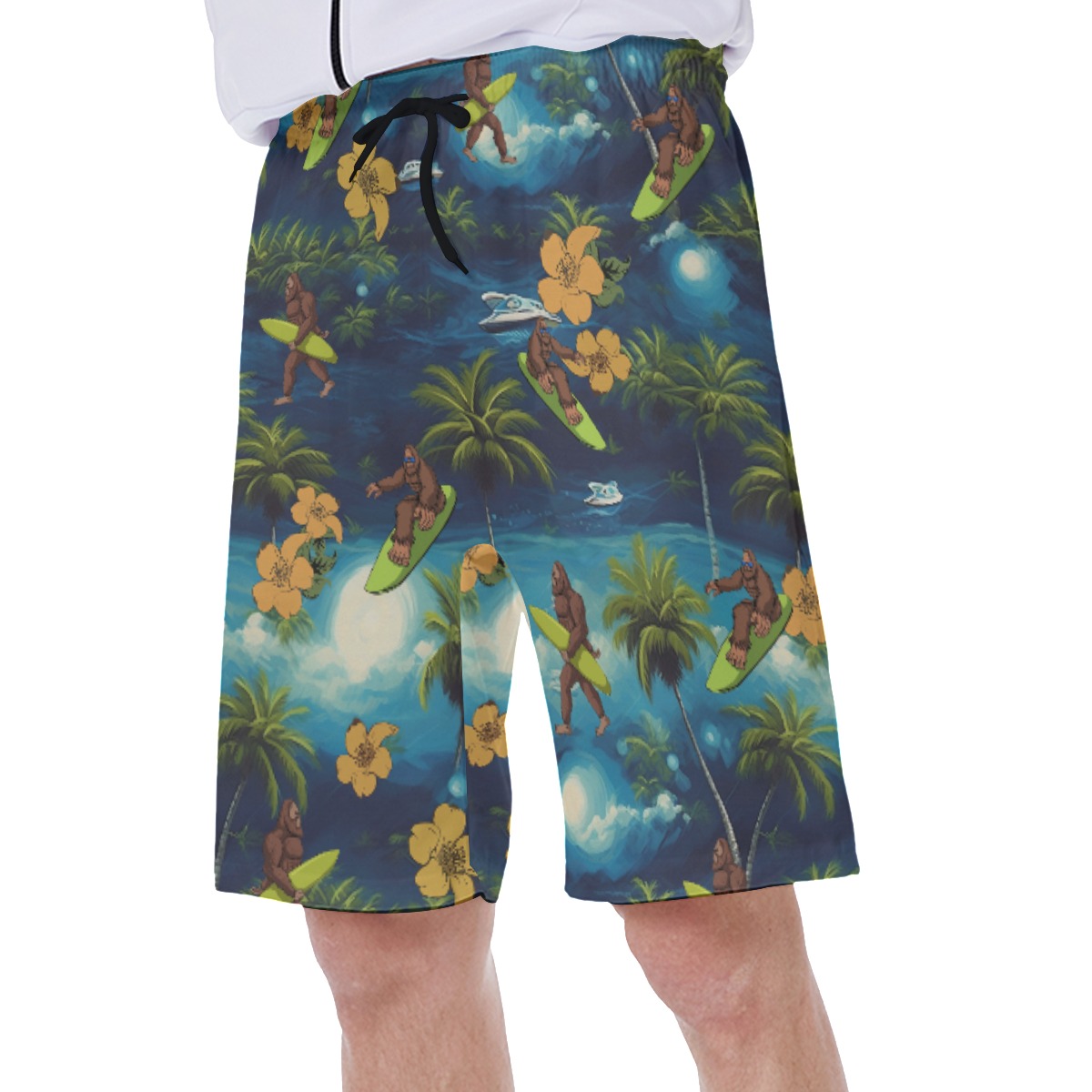 Funny Tropical Bigfoot Surfing Hawaiian Swimwear For Summer