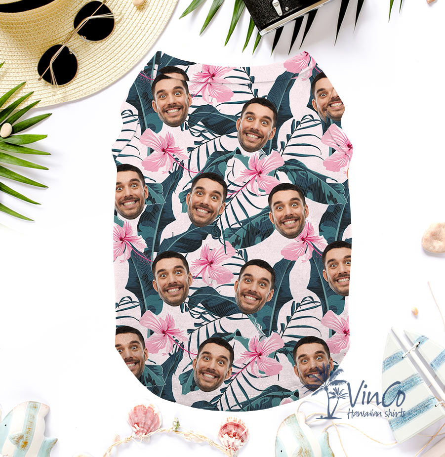 Personalized Face Hawaiian Tank Top For Dogs