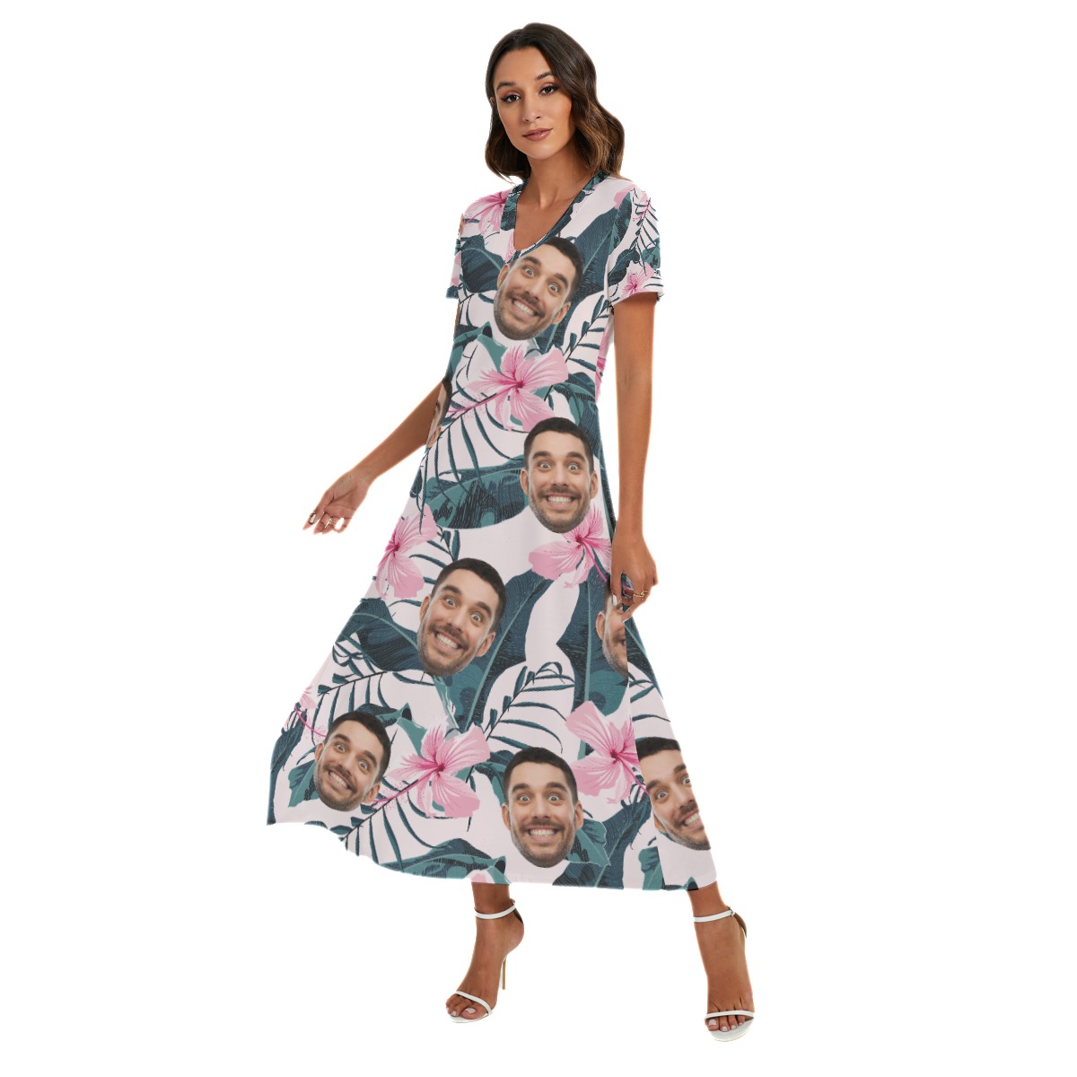 Custom Face Women's Hawaiian Dress For Summer Vacation