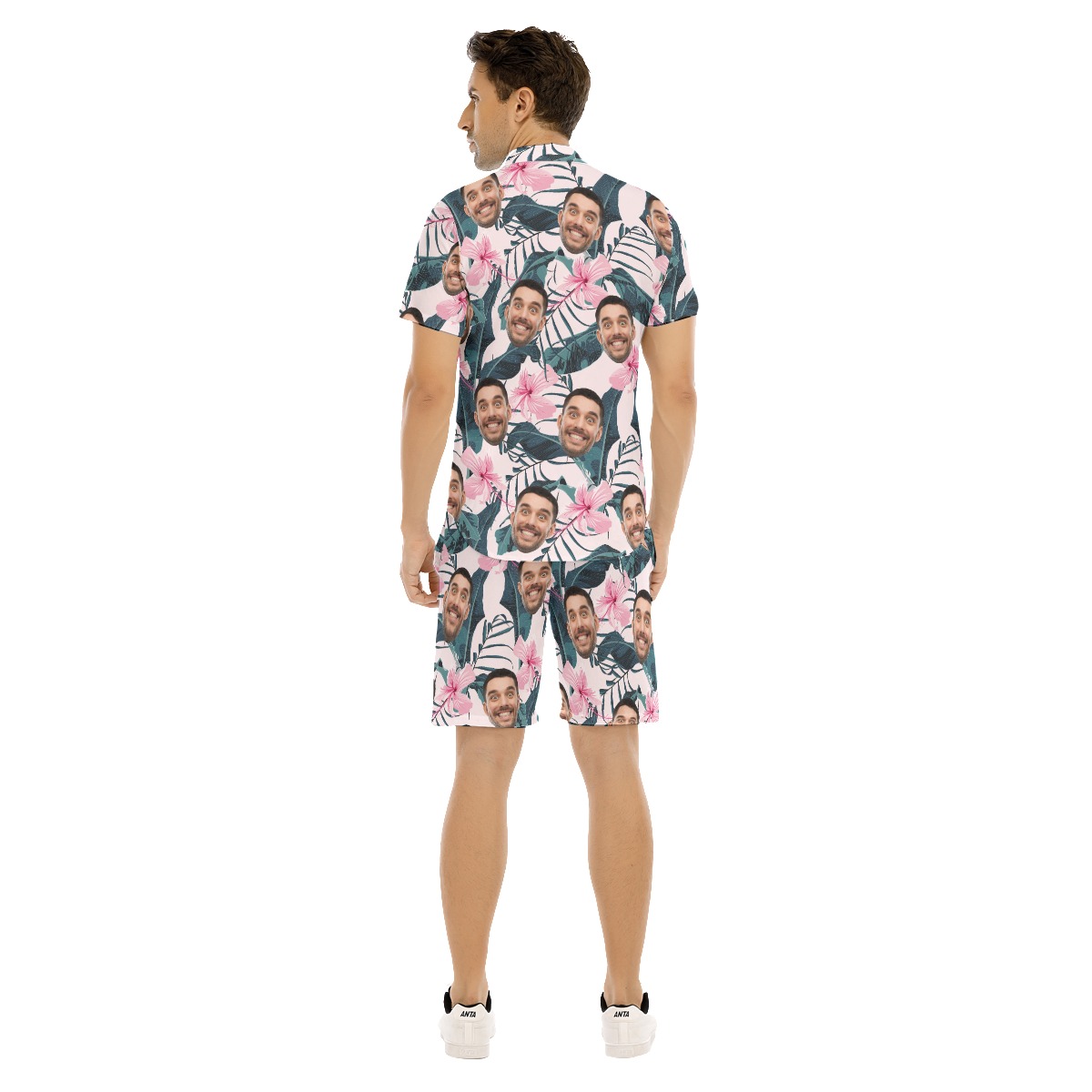Men's Floral Custom Face Hawaiian Shirts Set For Summer