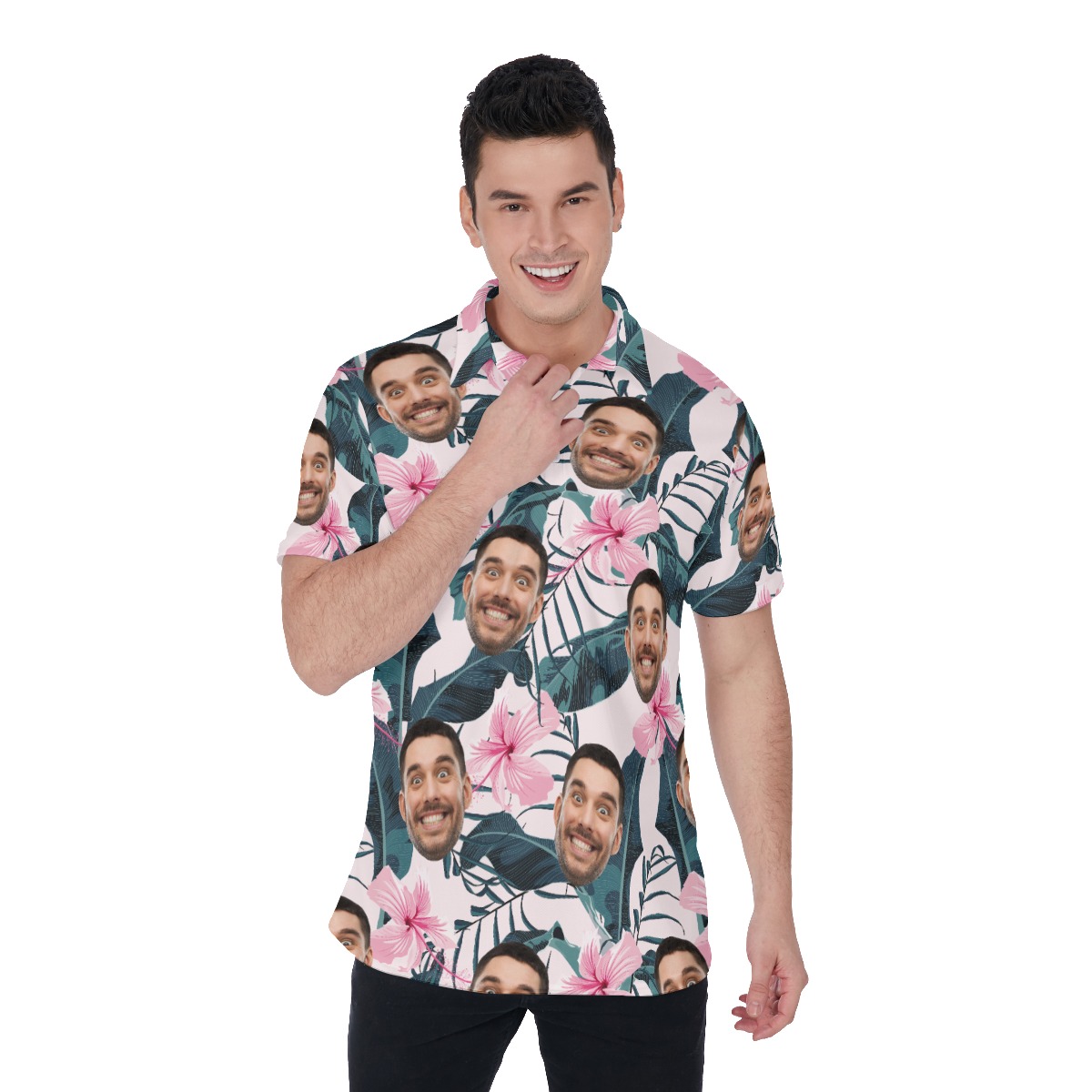 Custom Hawaiian Polo Shirt With Faces For Men - variant image 1