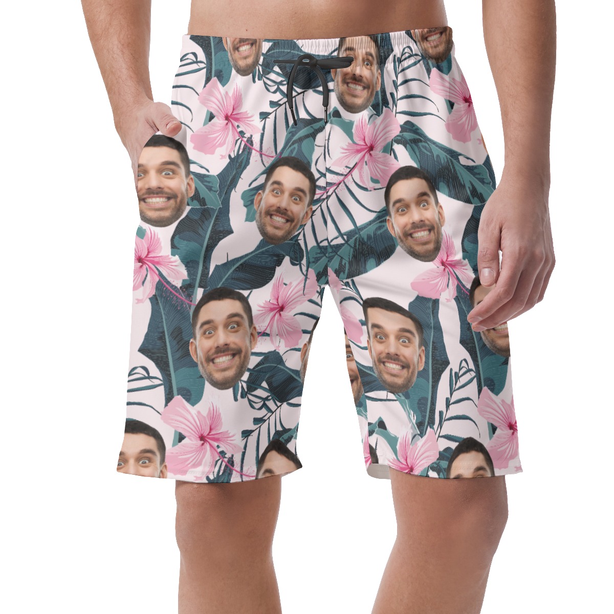 Custom Face Floral Hawaiian Shorts For Men - variant image 1