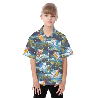 Cute Shark Surfing Tropical Hawaiian Shirt For Kids