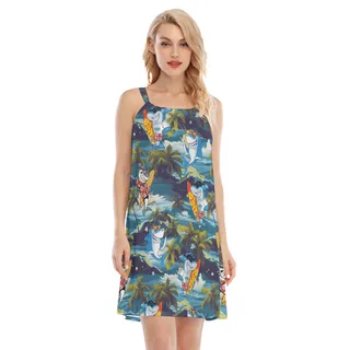 Funny Shark Surfing Tropical Luau Dress