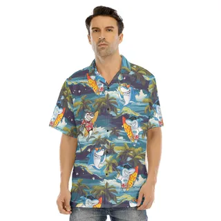 Surfing Shark Tropical Hawaiian Shirt