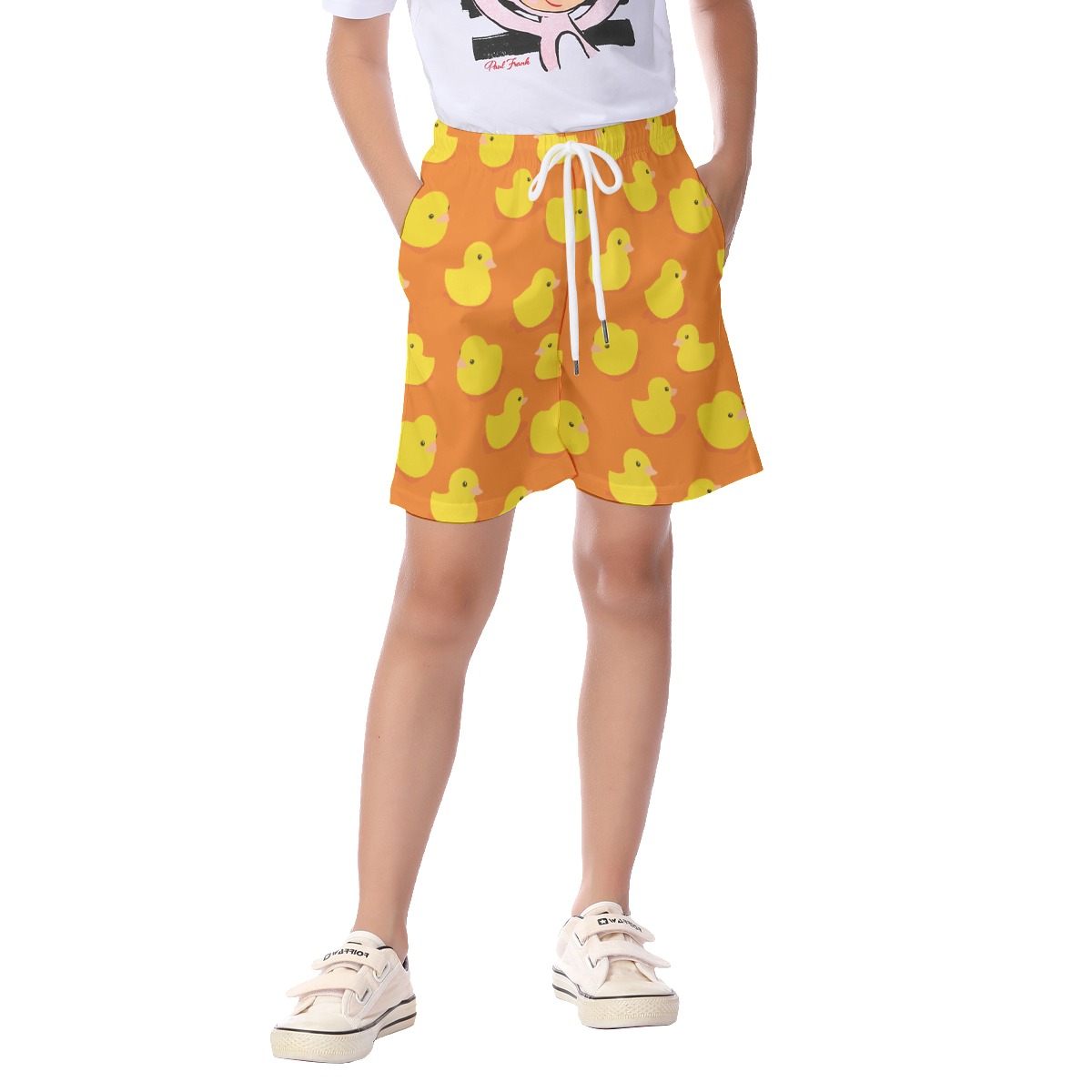 Cute Rubber Duck Hawaiian Beach Shorts For Kids - variant image 1