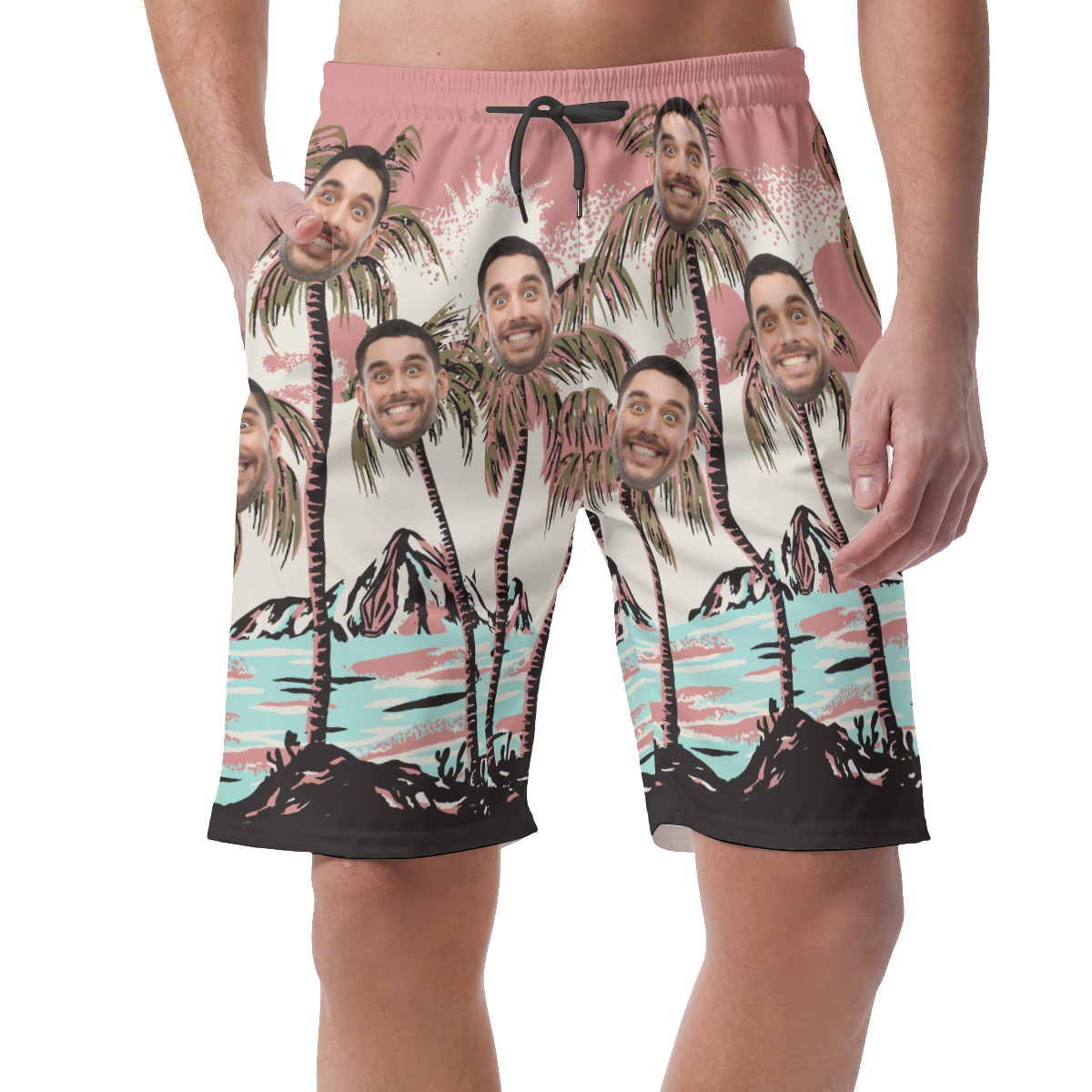 Custom Hawaiian Shorts With Faces On Palm Trees For Men - variant image 1