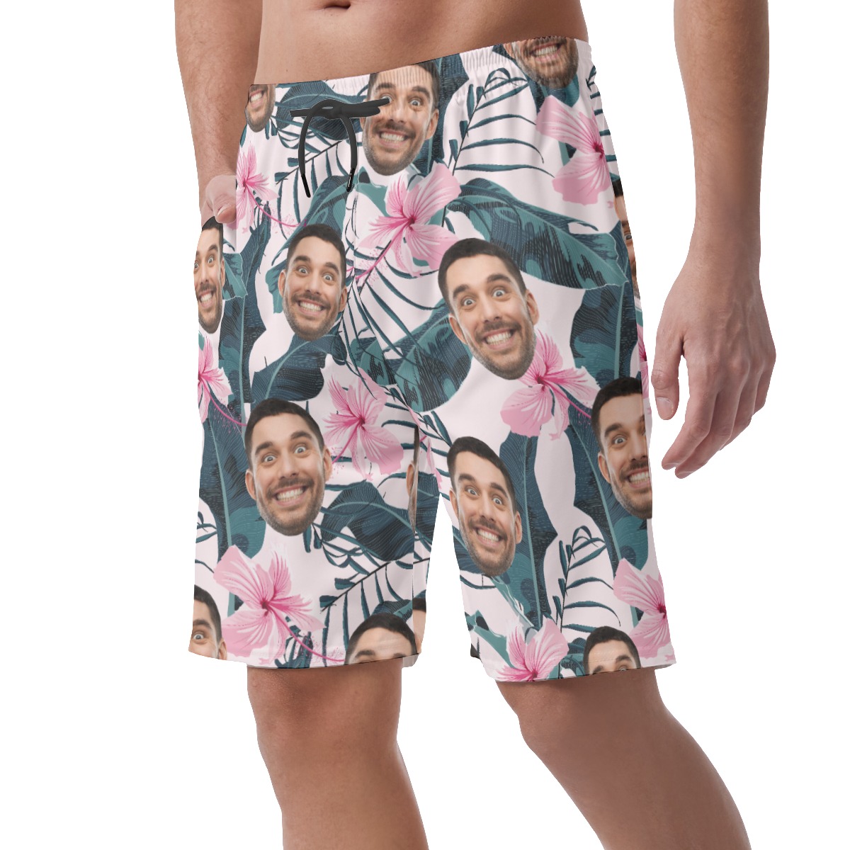 Custom Face Floral Hawaiian Shorts For Men