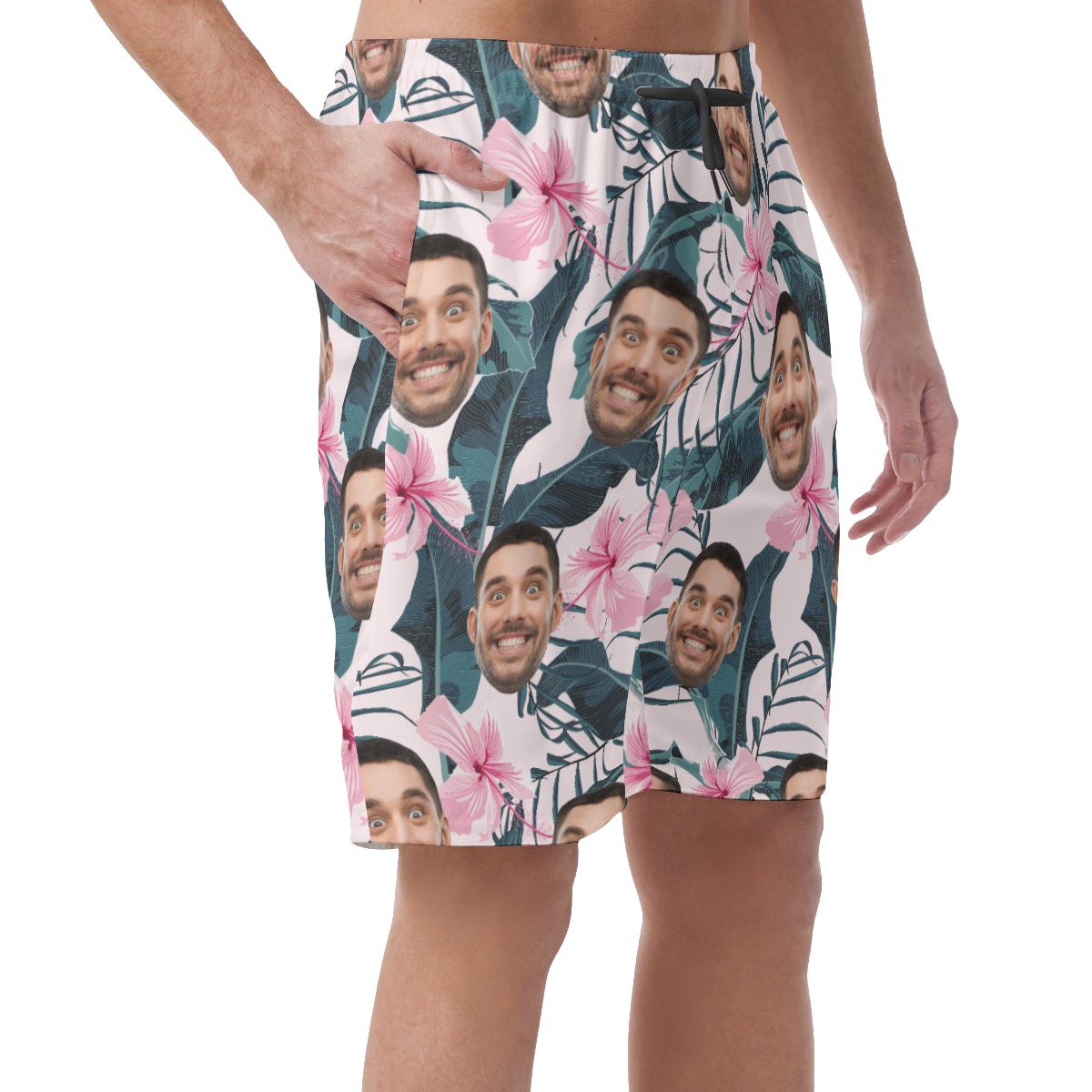 Custom Face Floral Hawaiian Shorts For Men