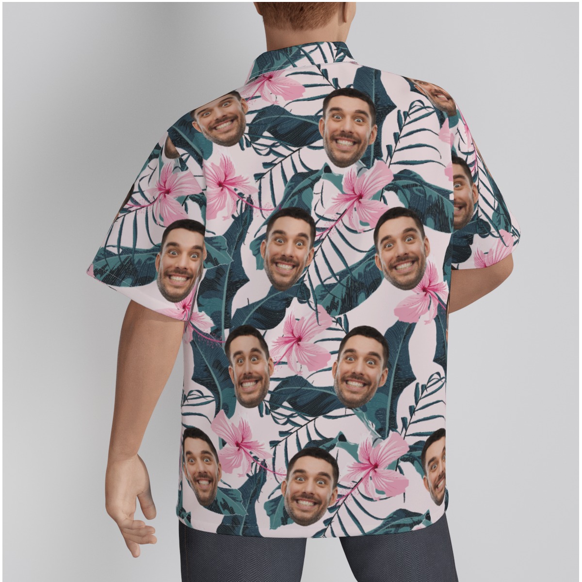 Floral Pink Custom Hawaiian Shirts With Face