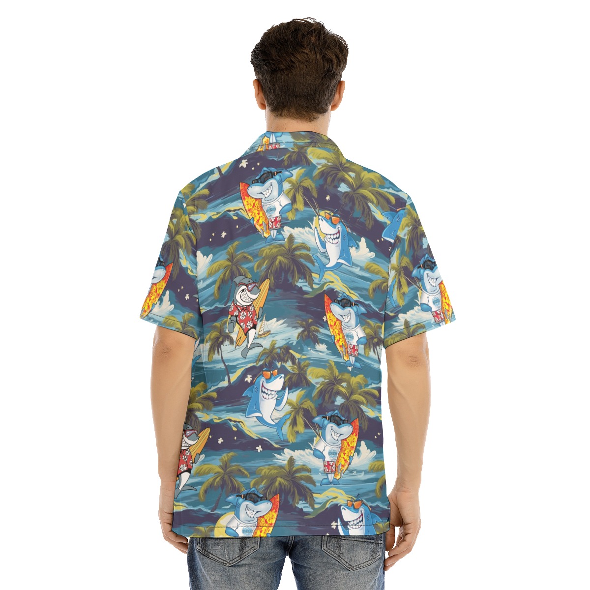 Surfing Shark Tropical Hawaiian Shirt