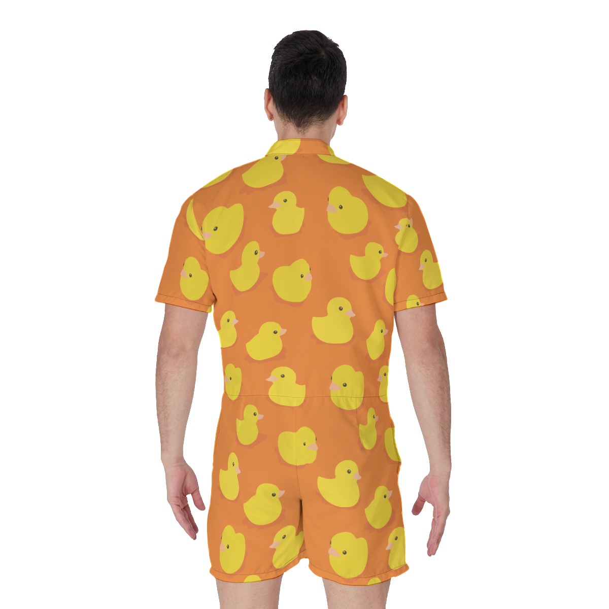 Funny Rubber Duck Orange Hawaiian Romper For Men