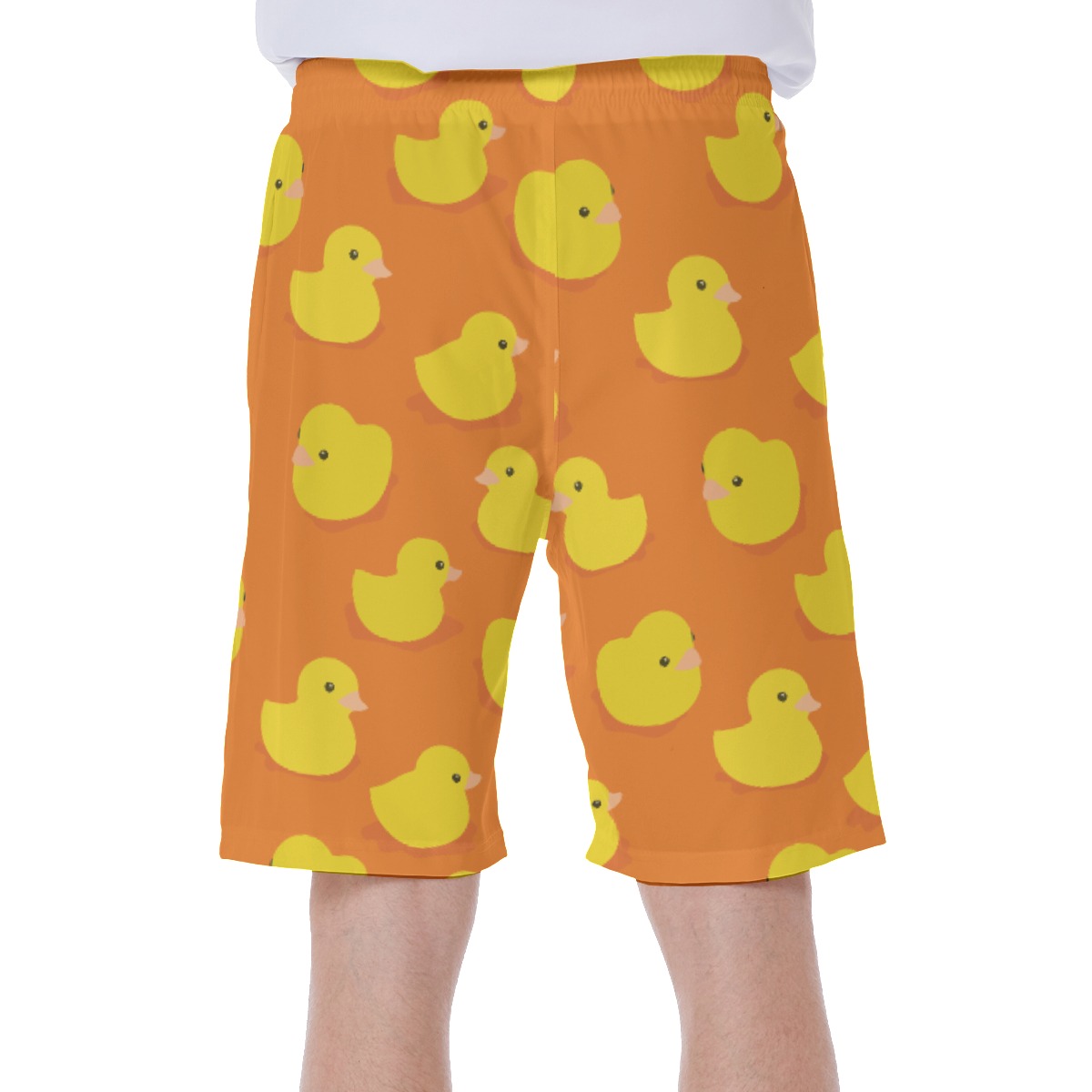 Orange Rubber Duck Hawaiian Swim Trunks For Summer