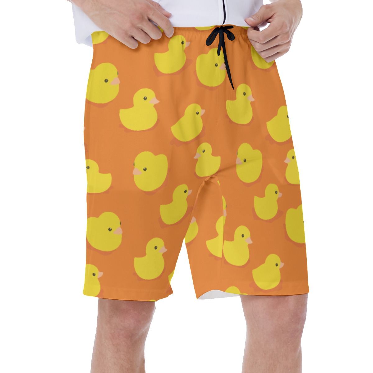 Orange Rubber Duck Hawaiian Swim Trunks For Summer