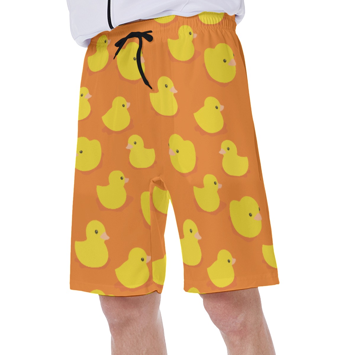 Orange Rubber Duck Hawaiian Swim Trunks For Summer