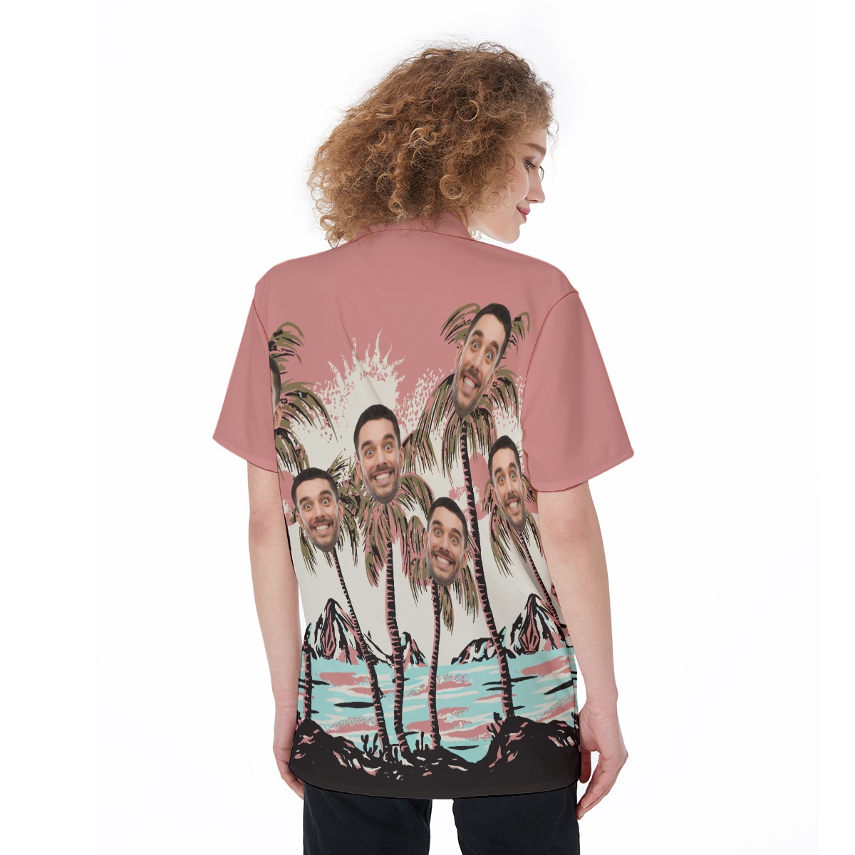 Pink Hawaiian Shirt With Your Face For Women
