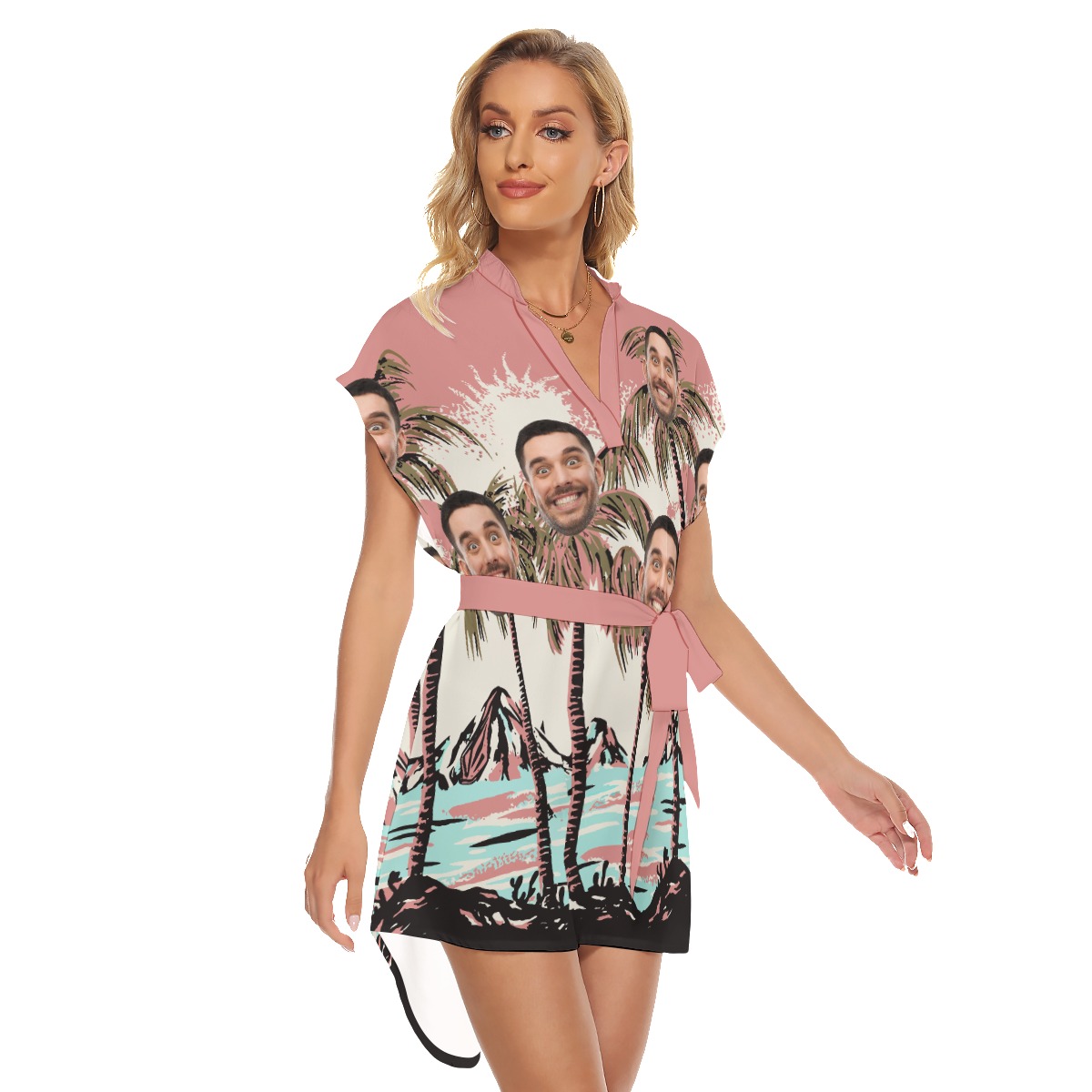 Women's Personalized Faces Summer Dress Hawaiian Print