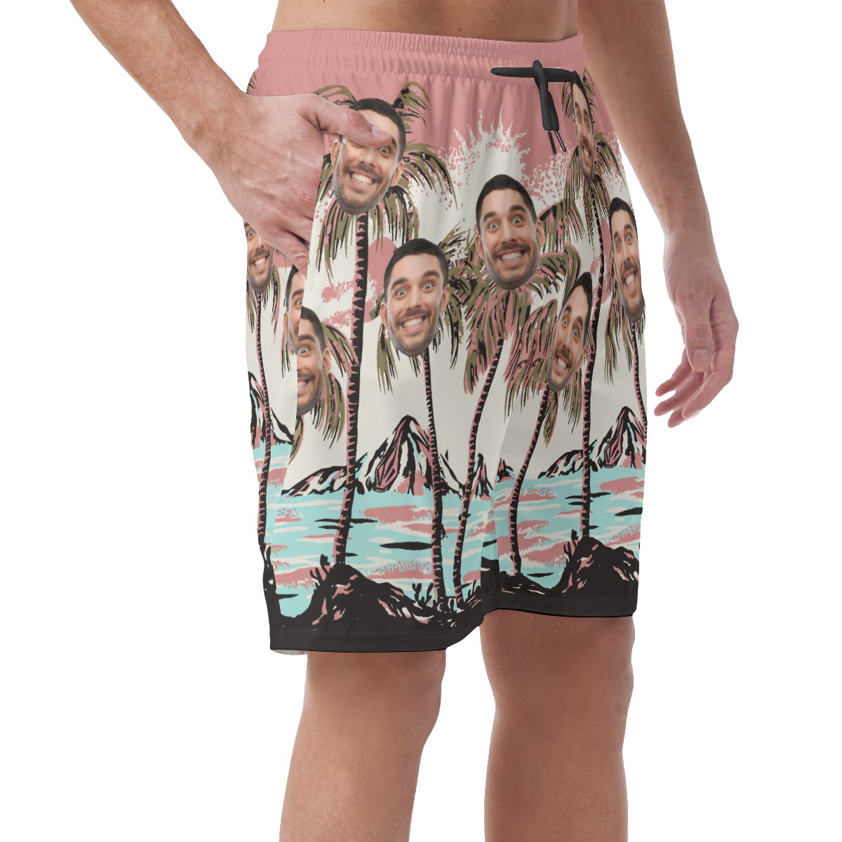 Custom Hawaiian Shorts With Faces On Palm Trees For Men