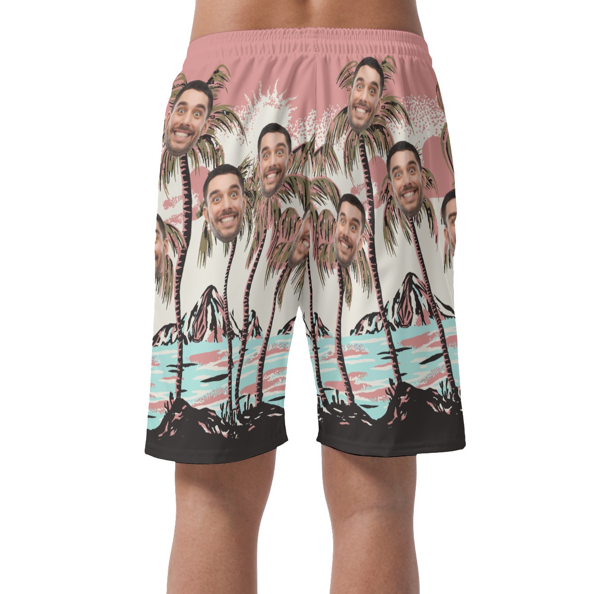 Custom Hawaiian Shorts With Faces On Palm Trees For Men