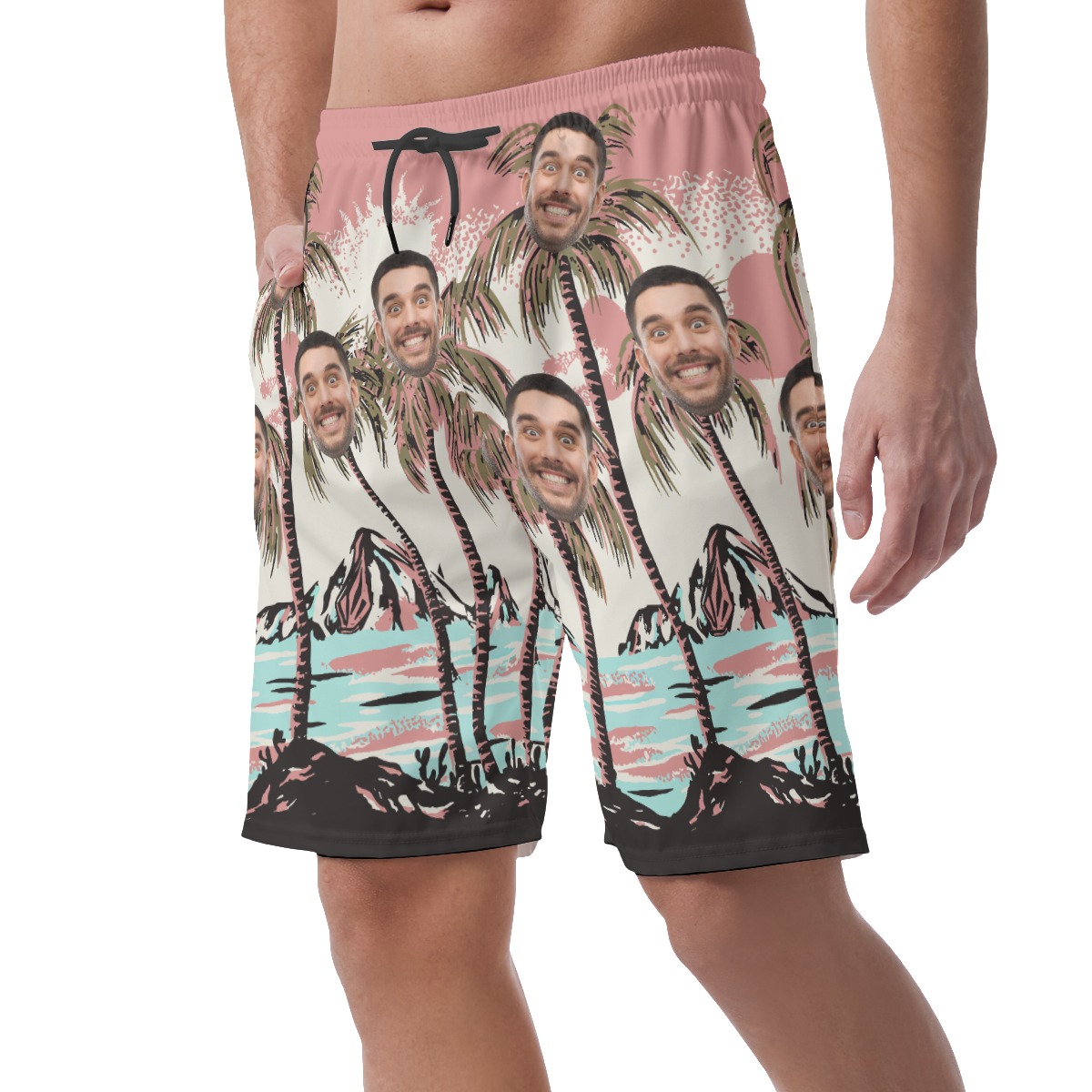 Custom Hawaiian Shorts With Faces On Palm Trees For Men