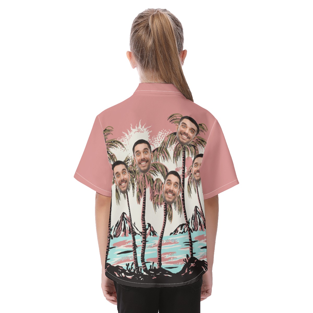 Pink Custom Hawaiian Beach Shirt Face For Kids