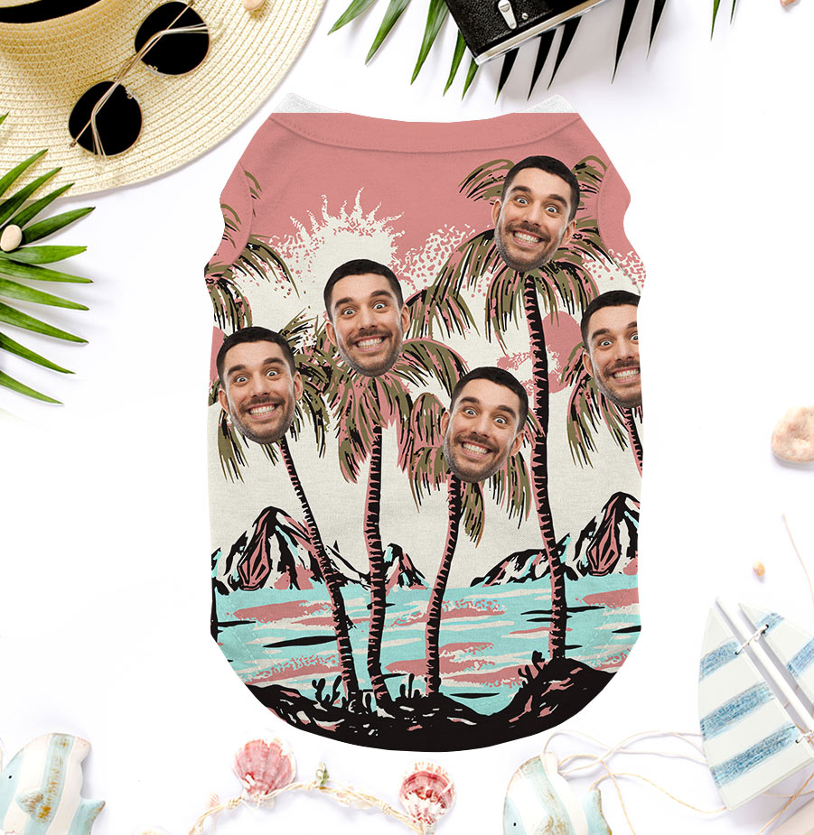 Pink Custom Face Dog's Shirt For Summer