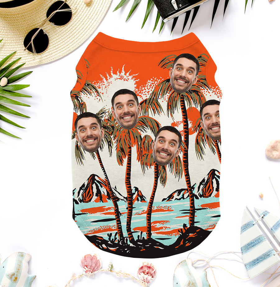 Custom Face Palms Hawaiian Shirt For Dogs