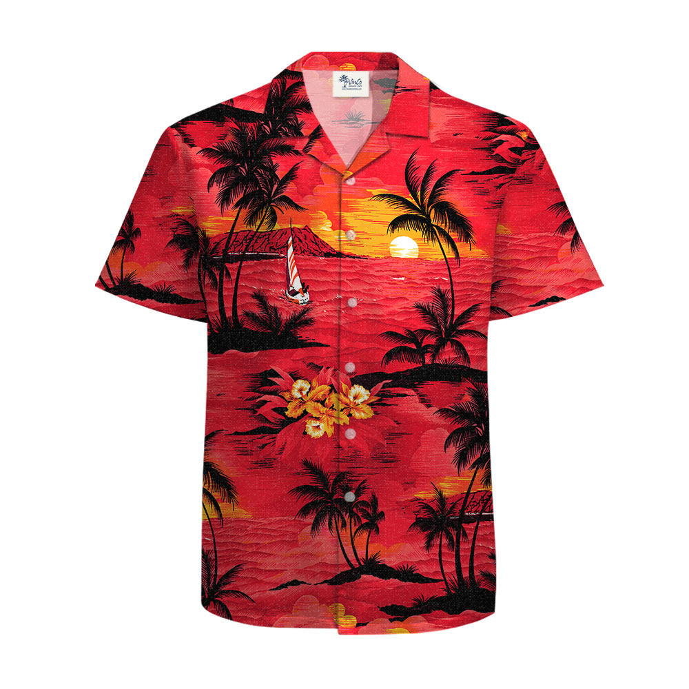 Men's Red Beach Cotton Hawaiian Shirts - variant image 1