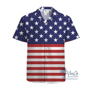 American Flag Cotton Hawaiian Shirt For Men