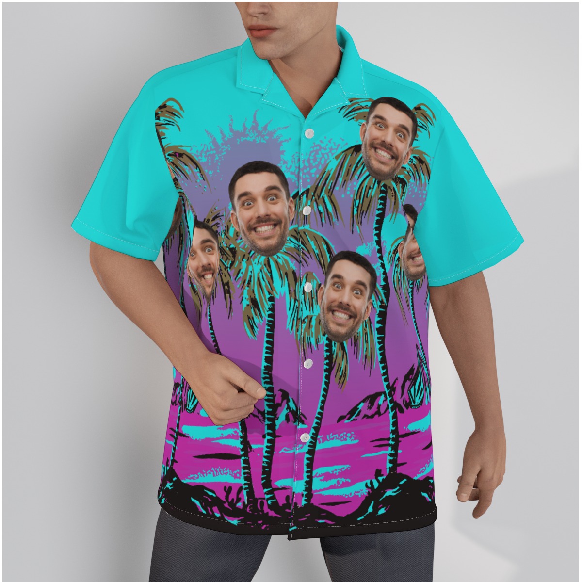 Funny Personalized Faces Men's Custom Hawaiian Shirt - variant image 1