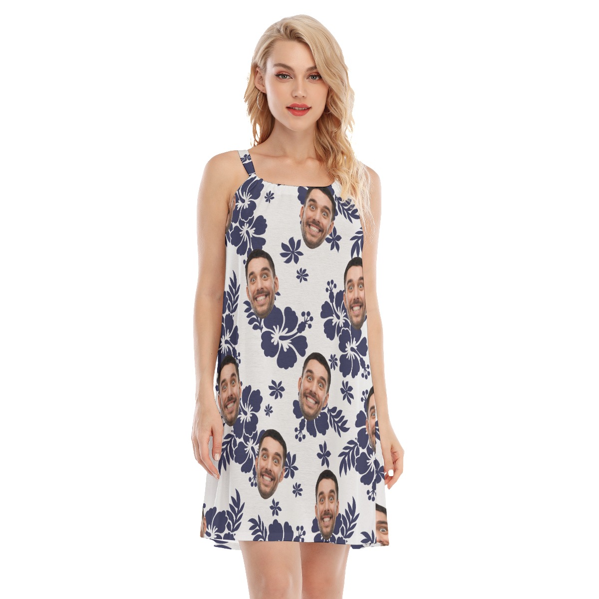 Floral Personalized Hawaiian Dress For Party With Custom Faces - variant image 1