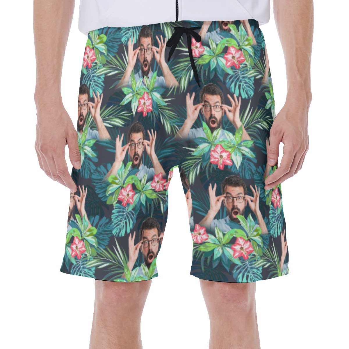 Funny Custom Face Tropical Flamingo Hawaiian Swimwear For Men - variant image 1