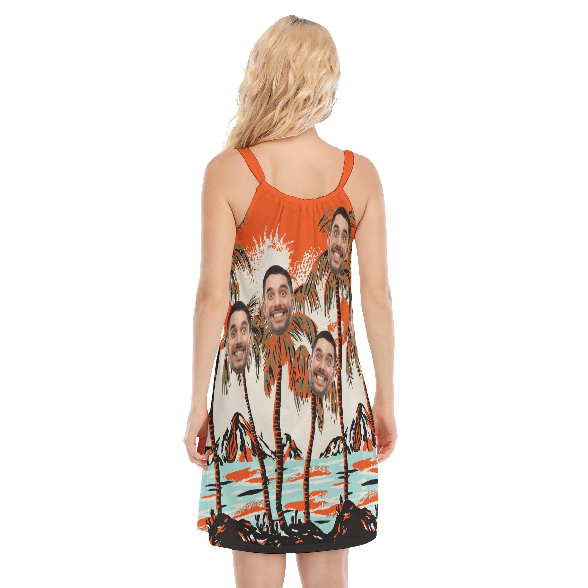 Women's Custom Face Aloha Dress Orange