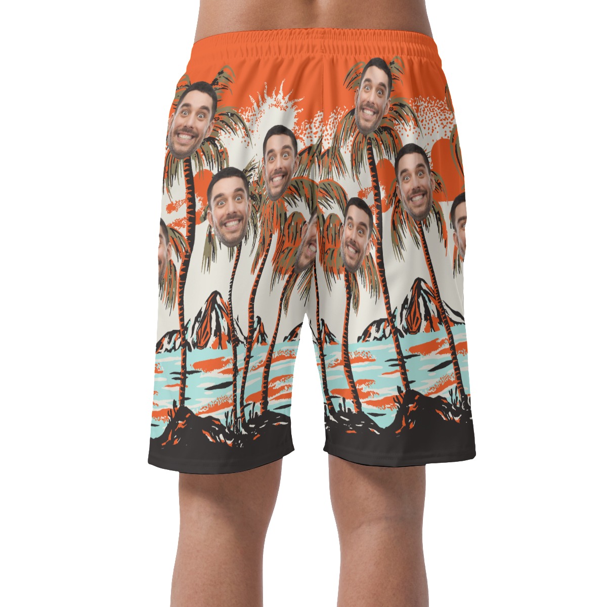 Funny Custom Faces Men's Shorts Palm Trees Beach