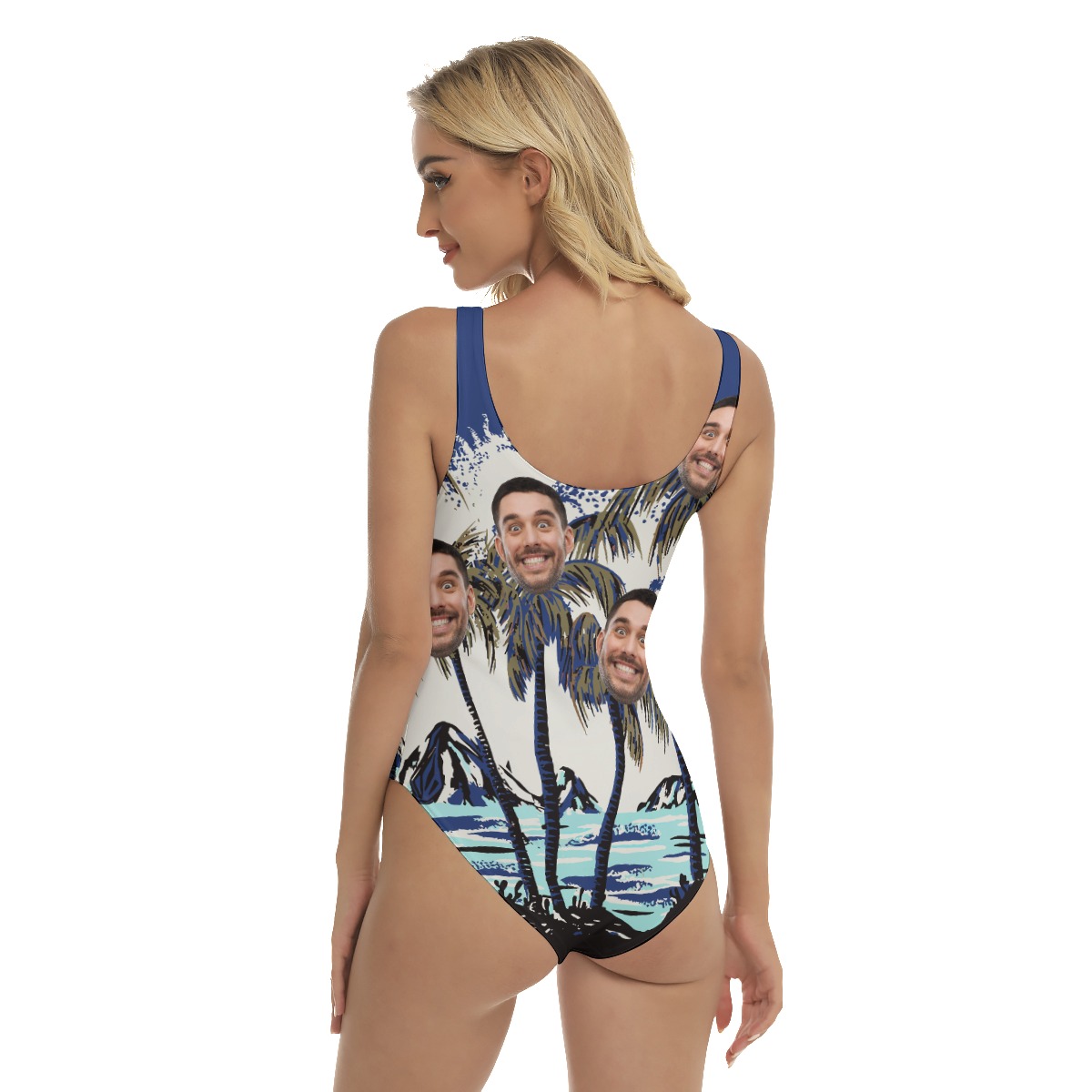 Custom Face Palm Tree Women's Swimsuit