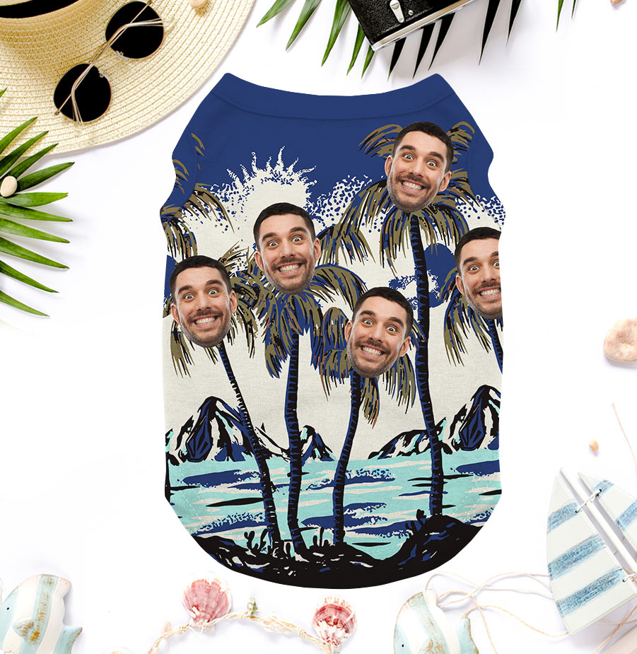 Funny Custom Face Palm Trees Dog's Hawaiian Shirt