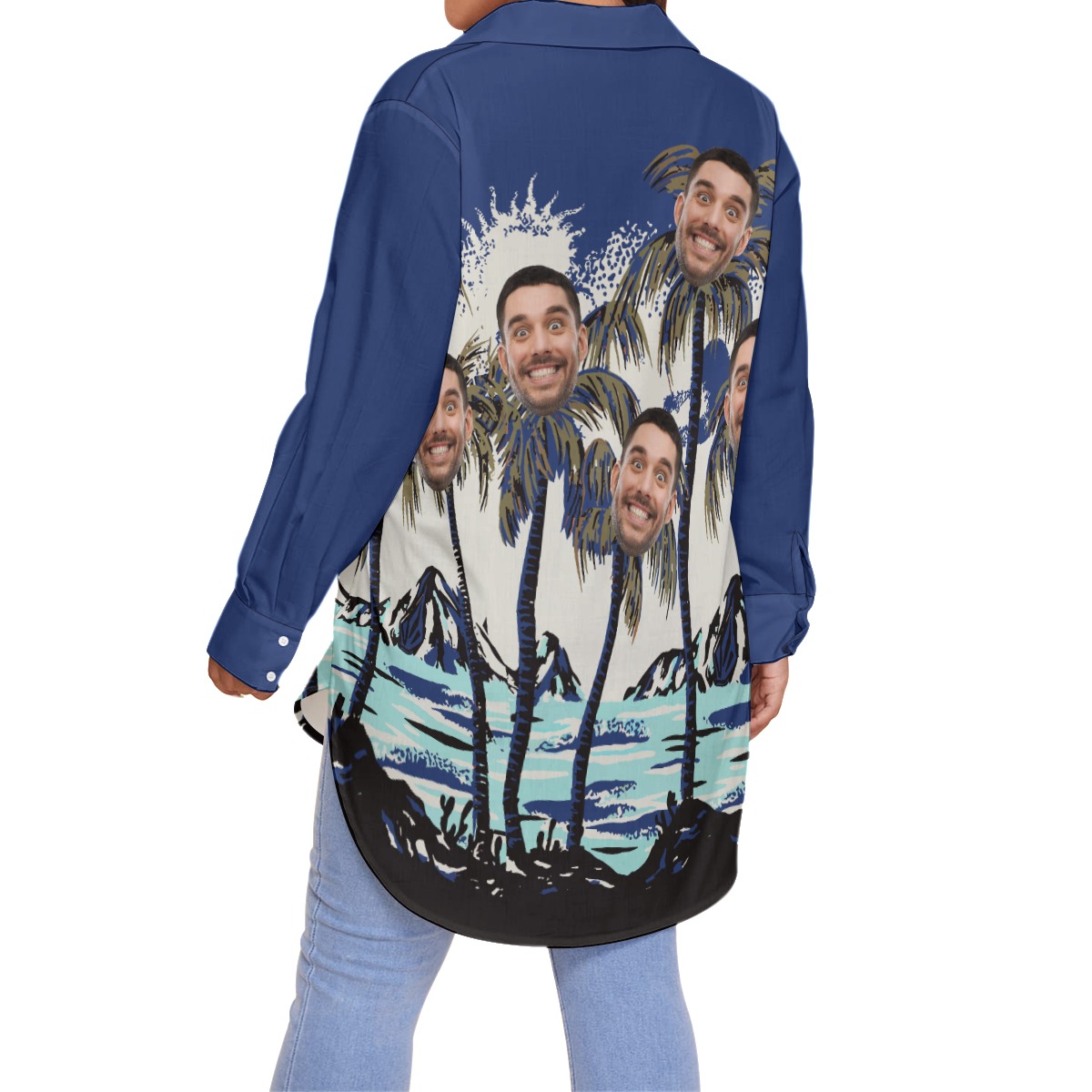 Funny Plus Size Women's Hawaiian Shirts With Face