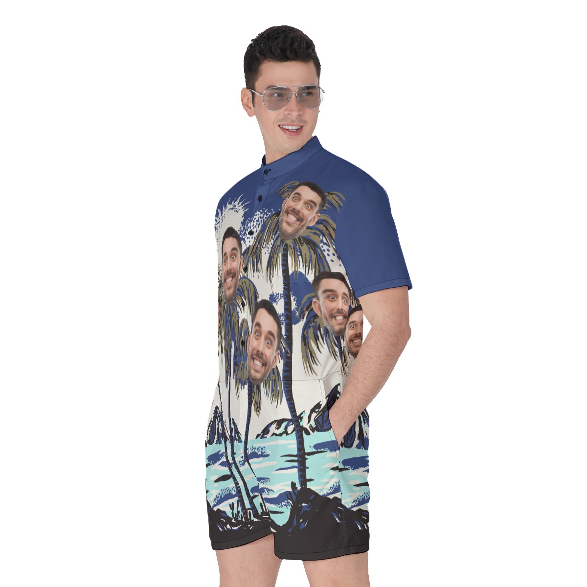 Funny Custom Face Palm Trees Romper For Men