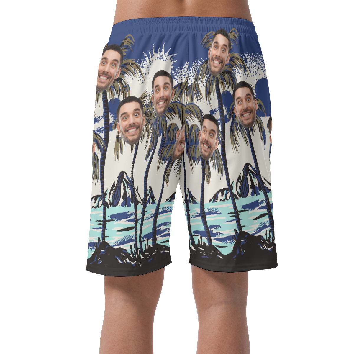 Navy Blue Custom Face Men's Hawaiian Shorts