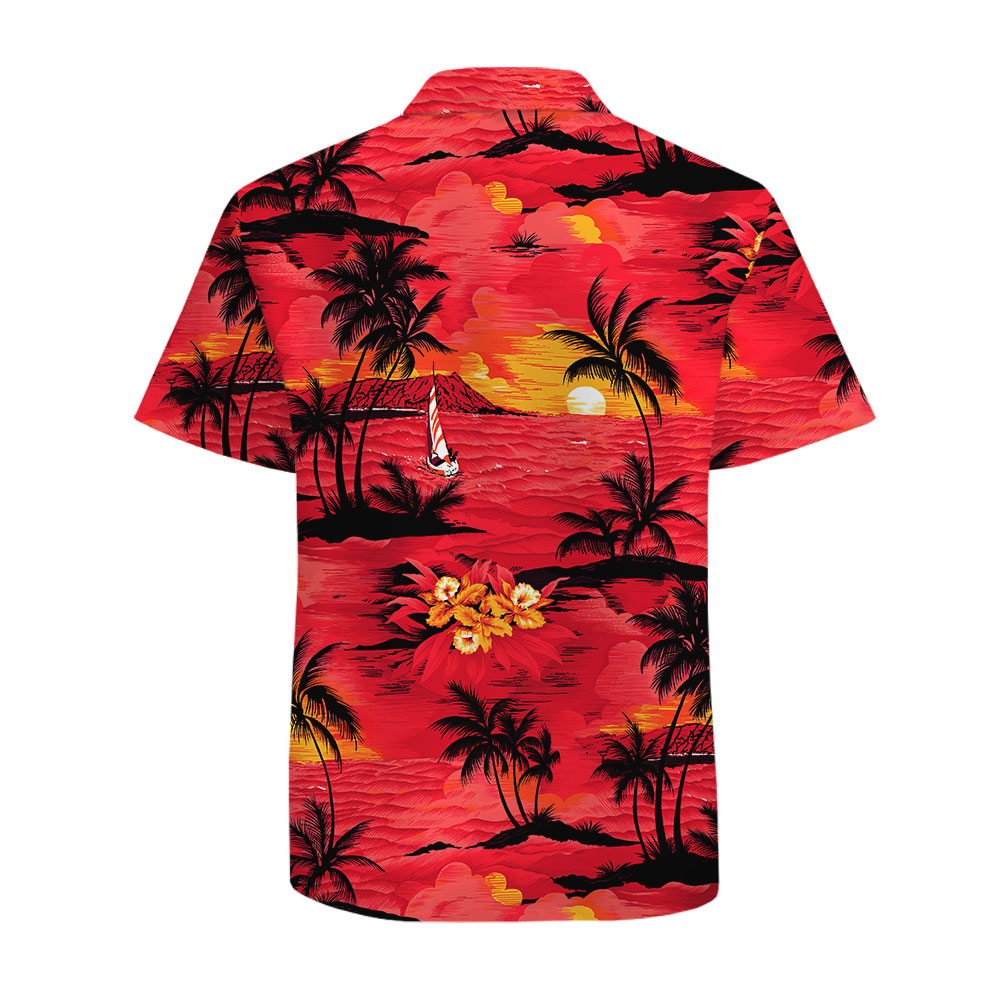 Men's Red Beach Cotton Hawaiian Shirts