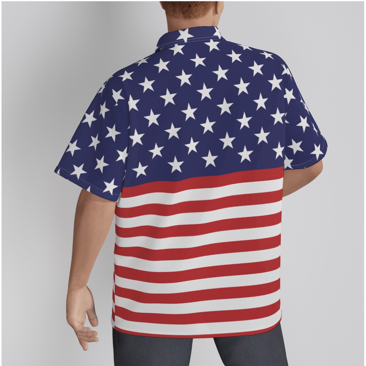 American Flag Cotton Hawaiian Shirt For Men