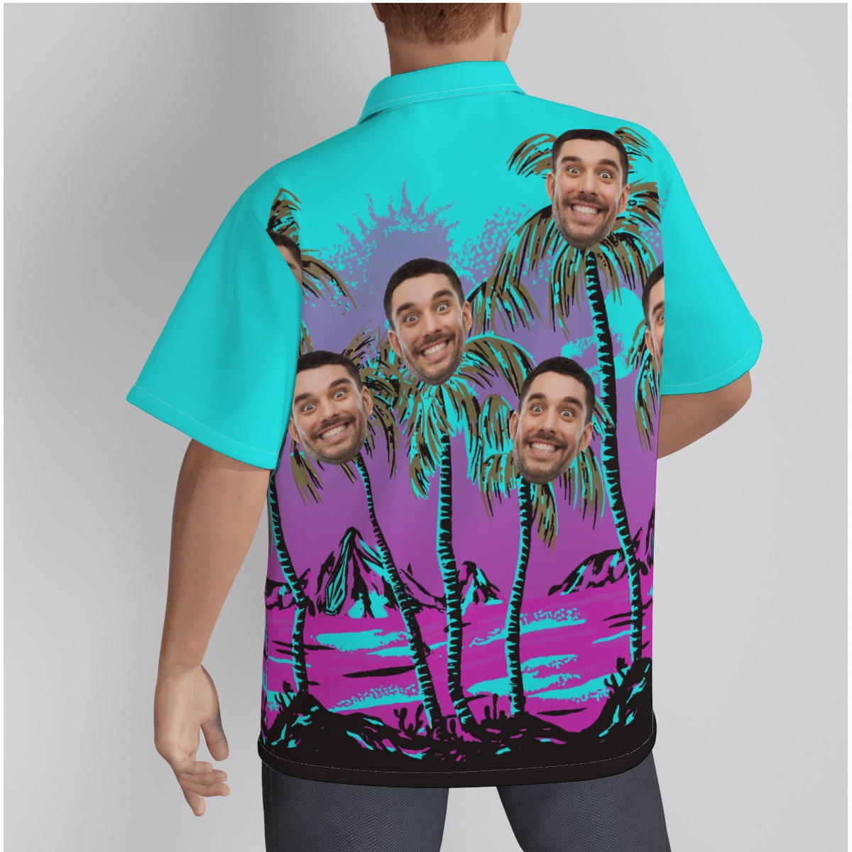 Funny Personalized Faces Men's Custom Hawaiian Shirt