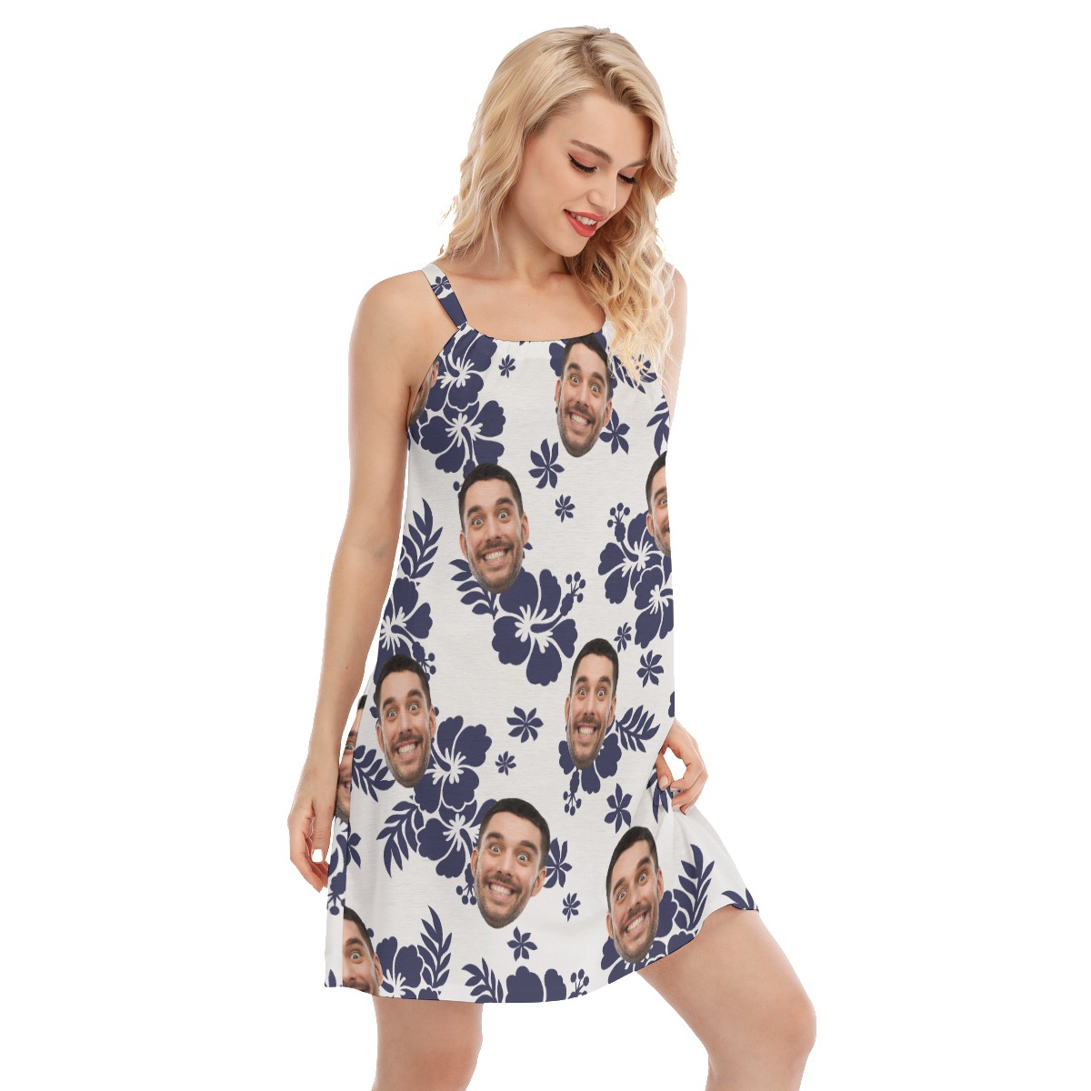 Floral Personalized Hawaiian Dress For Party With Custom Faces