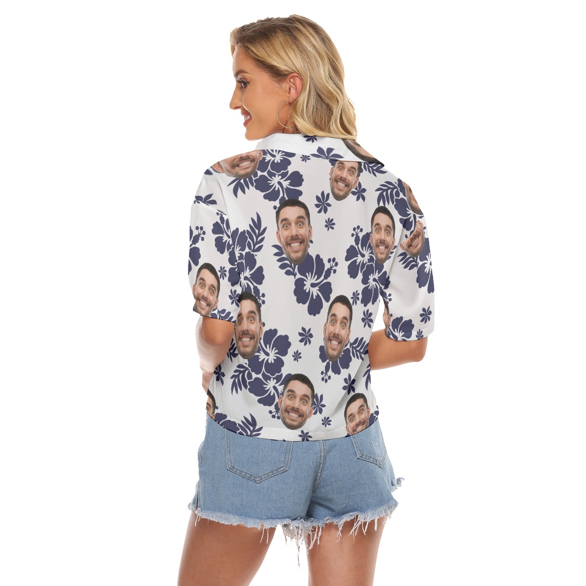 Custom Faces Aloha Shirt Crop Top For Women