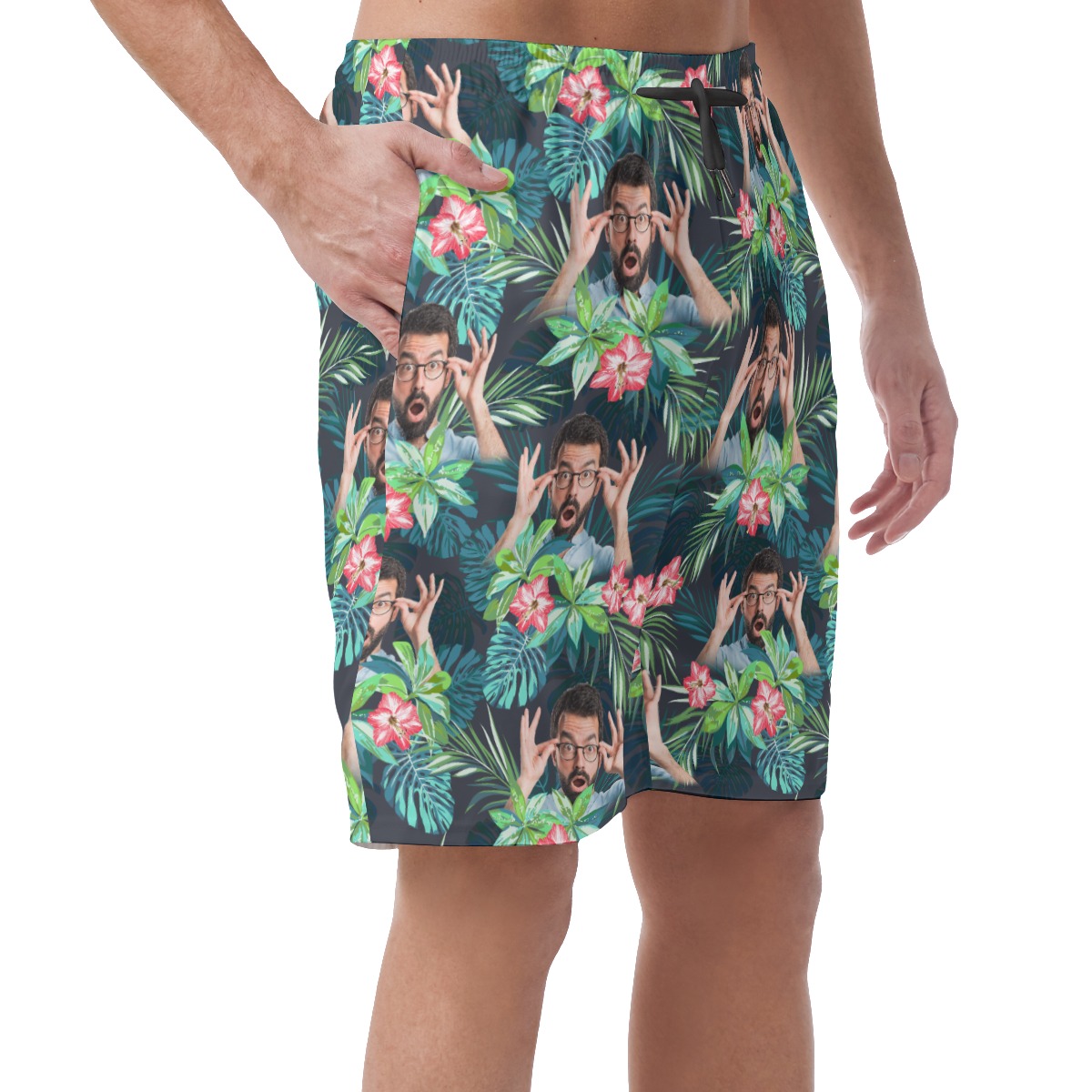Funny Custom Face Tropical Men's Hawaiian Beach Shorts