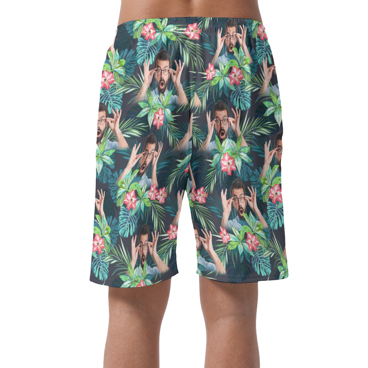 Funny Custom Face Tropical Men's Hawaiian Beach Shorts