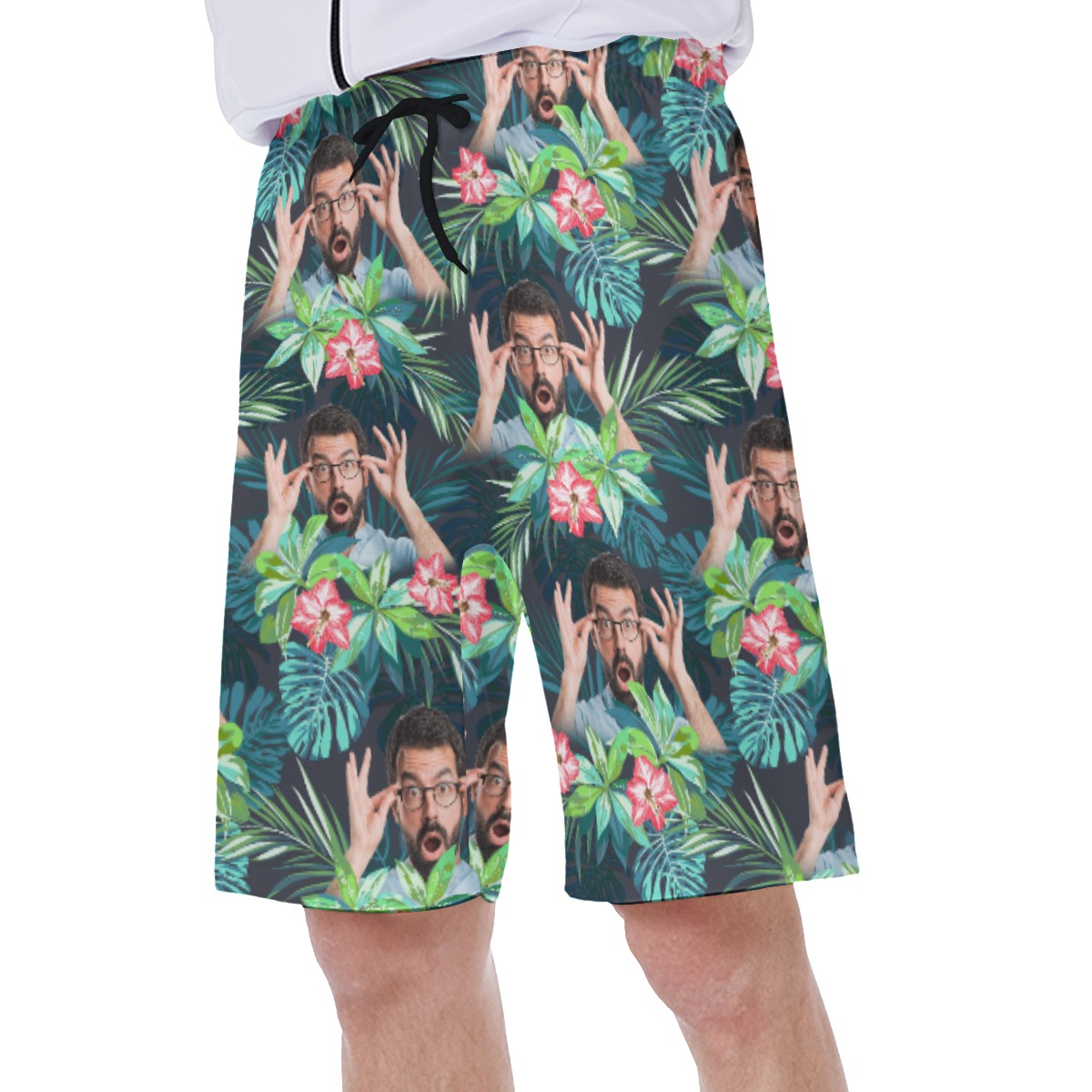 Funny Custom Face Tropical Flamingo Hawaiian Swimwear For Men