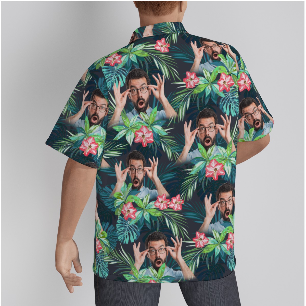 Funny Custom Floral Flamingo Hawaiian Shirt With Face