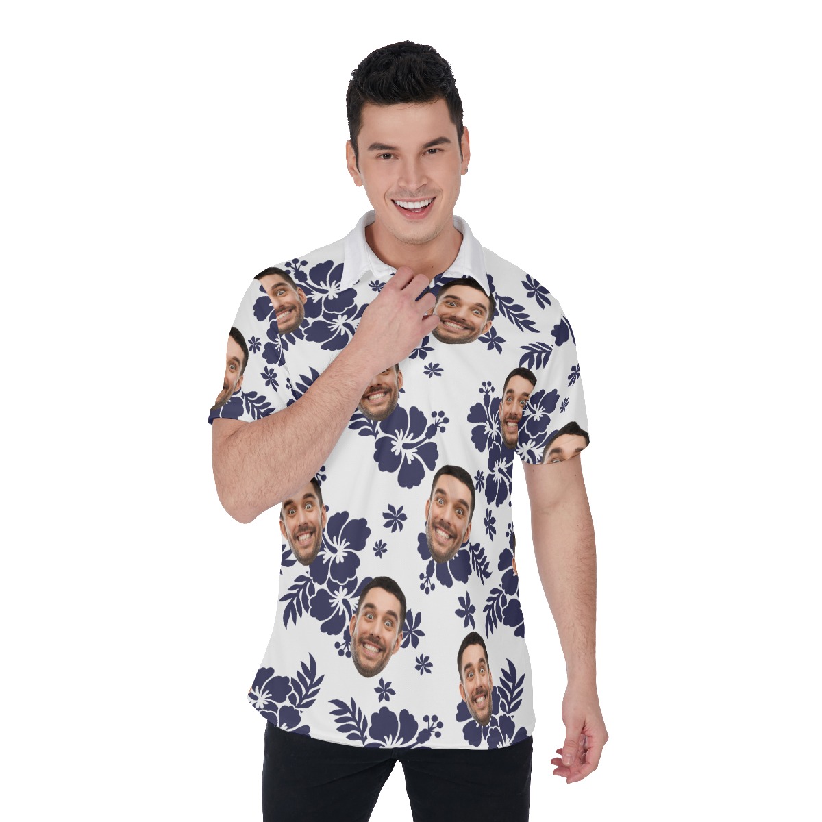 Basic Custom Face Aloha Polo Shirt For Men - variant image 1