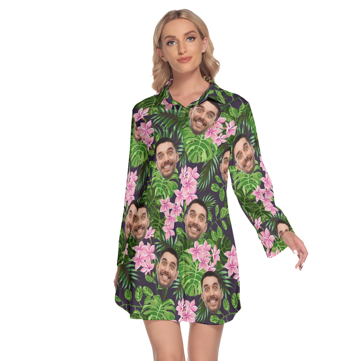Custom Face Hawaiian Shirt Dress For Women - variant image 1